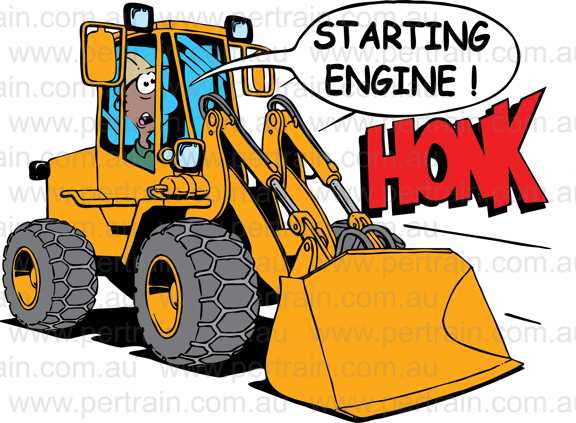 Starting engine front end loader