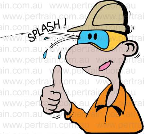 Hit in safety glasses splash