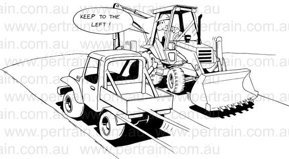 Keep to the left backhoe