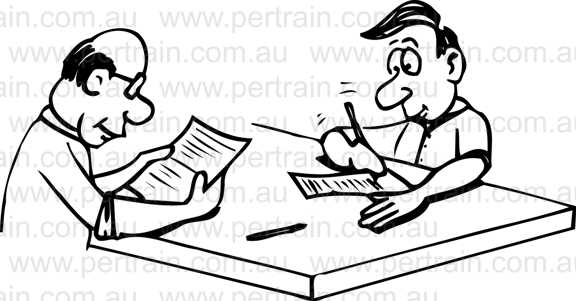 Two people at desk