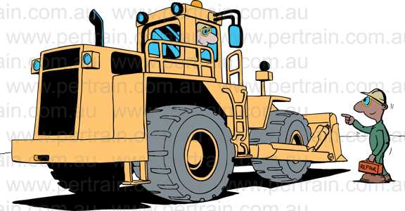 Repair man to tyre dozer