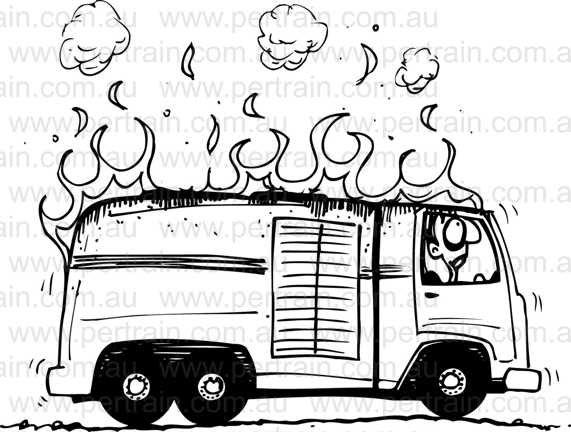 Van on fire