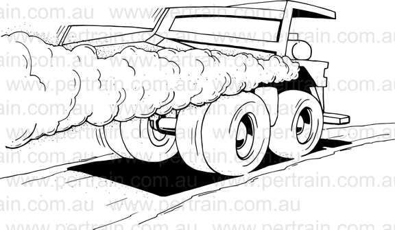 Haul truck with white exhaust