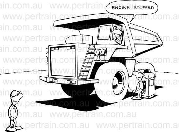 Engine stopped haul truck