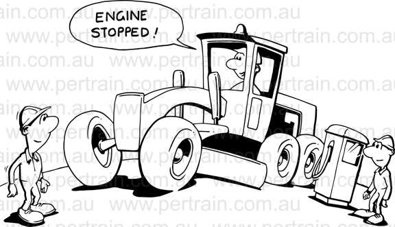 Engine stopped grader