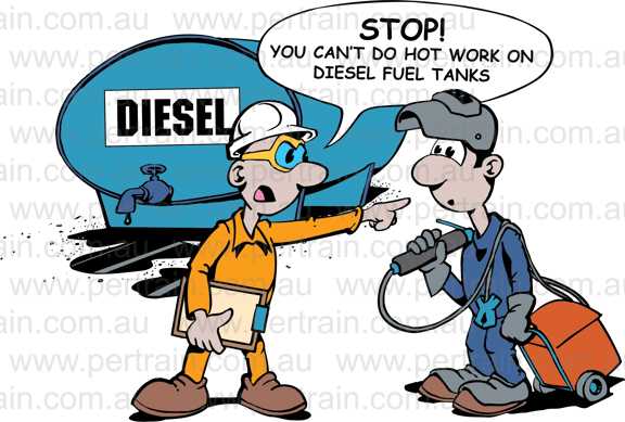 Stop you cant do hot work on diesel tank