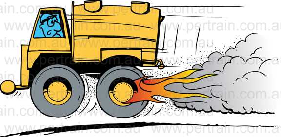 Water trucks brakes on fire