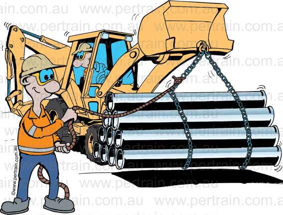 Backhoe chain lift and tag