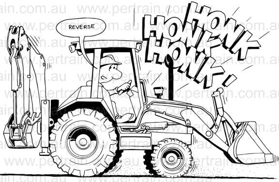 Reverse honk backhoe