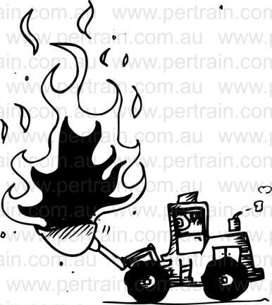 Loader on fire