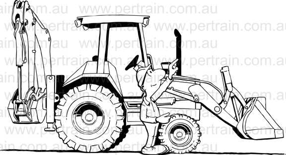 Walkaround backhoe exhaust