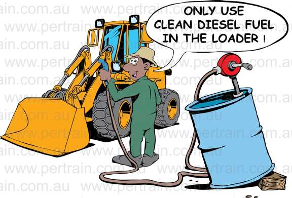 Only use clean diesel front end loader