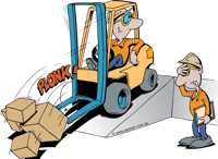 Forklift drop load on ramp