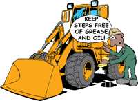 Keep steps free front end loader