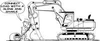 Connect load with a sling excavator