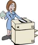 Happy lady at photocopier