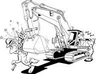 Hit pedestrian excavator