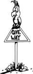 Bird on Give way sign