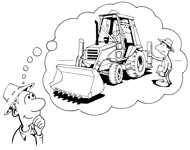 Think instruction backhoe