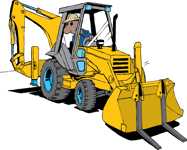 Backhoe forks parked