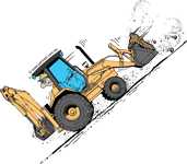 Backhoe down hill