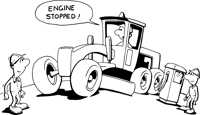 Engine stopped grader