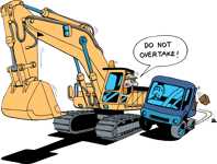 Do not overtake excavator 2