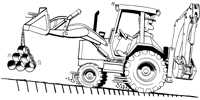 Backhoe crane downhill travel