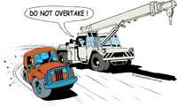 Do not overtake crane