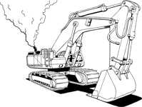 Excavator white smoke