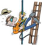 Electric shock on ladder