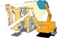 Glare from light pl backhoe