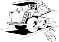 Observe driving haul truck