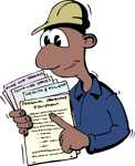 Miner holding forms