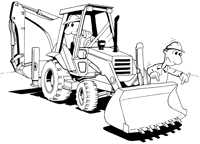 Showing bucket backhoe