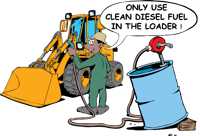 Only use clean diesel front end loader