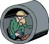 Man in pipe