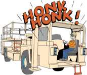 Scissor lift truck two honks